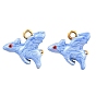 304 Stainless Steel Enamel Pendants, Bat Charms, Ion Plating(IP)