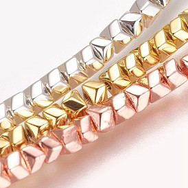 Electroplated Non-magnetic Synthetic Hematite Beads Strands, Long-Lasting Plated, Polygon