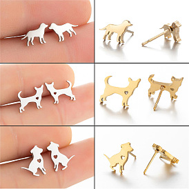 Stylish and Cute Mini Animal Stud Earrings for Women - Dog Heart-shaped Ear Jewelry