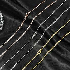 1.5мм стойка покрытие латунные овальные звенья цепи ожерелья для женщин мужчин, без кадмия и без свинца, 901 застежка из нержавеющей стали, долговечный