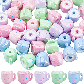 40шт. 5 стили, запеченная краска, непрозрачные акриловые бусины, чашка с улыбающимся лицом