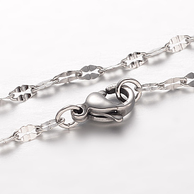 304 Stainless Steel Chain Necklaces, with Lobster Claw Clasps, 17.7 inch(45cm)