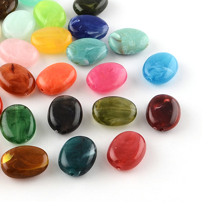 Oval Imitation Gemstone Acrylic Beads, 19x15x7mm, Hole: 2mm, about 330pcs/500g