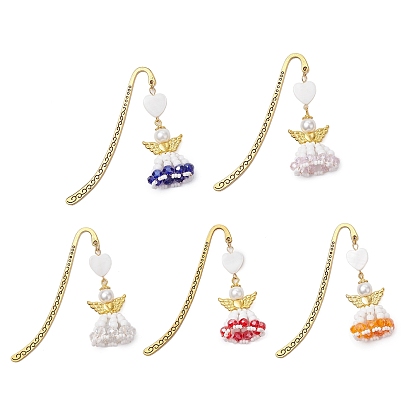 Сердце ангела стеклянный и пластиковый жемчужный кулон закладка, закладка крючком из сплава