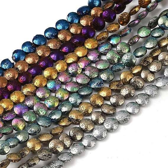 Гальванические бусины из натуральной лавы, плоско-круглые