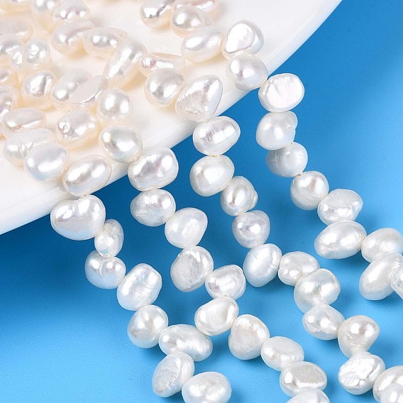 Нити из натурального культивированного пресноводного жемчуга, двух сторон полированной, Топ пробуренной