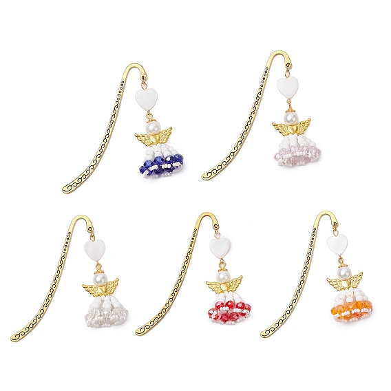 Сердце ангела стеклянный и пластиковый жемчужный кулон закладка, закладка крючком из сплава