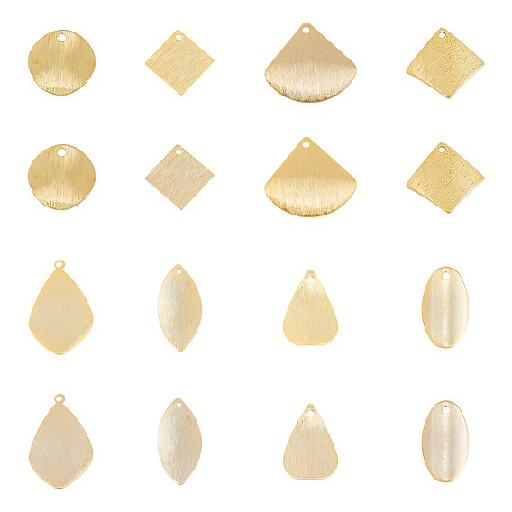 32 шт 8 стиль латунные подвески, капля, квадрат и веер