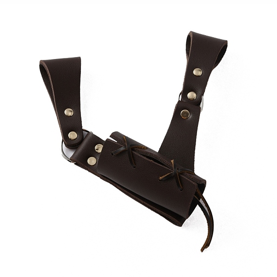 PU Leather Left Sword Blade Cover, Medieval Knife Sheath, Renaissance Holster Pro, with Iron Finding, for Right Hand