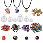Natural Agate Cage Pendant Necklace DIY Making Kit, Including 12Pcs Iron Wire Pendants, Natural Agate Beads, 12Pcs Waxed Cord Necklace Making