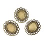Tibetan Style Iron Cabochon Connector Settings, Etched Metal Embellishments, Oval
