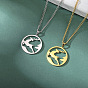 304 Stainless Steel Ring with Christmas Deer Pendant Necklaces for Unisex
