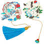 2Pcs 2 Style Brass Bookmarks, with Tassels Finding