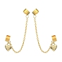 Brass Cuff Earrings, Long Chains Double Non Piercing Earrings with Alloy Charms