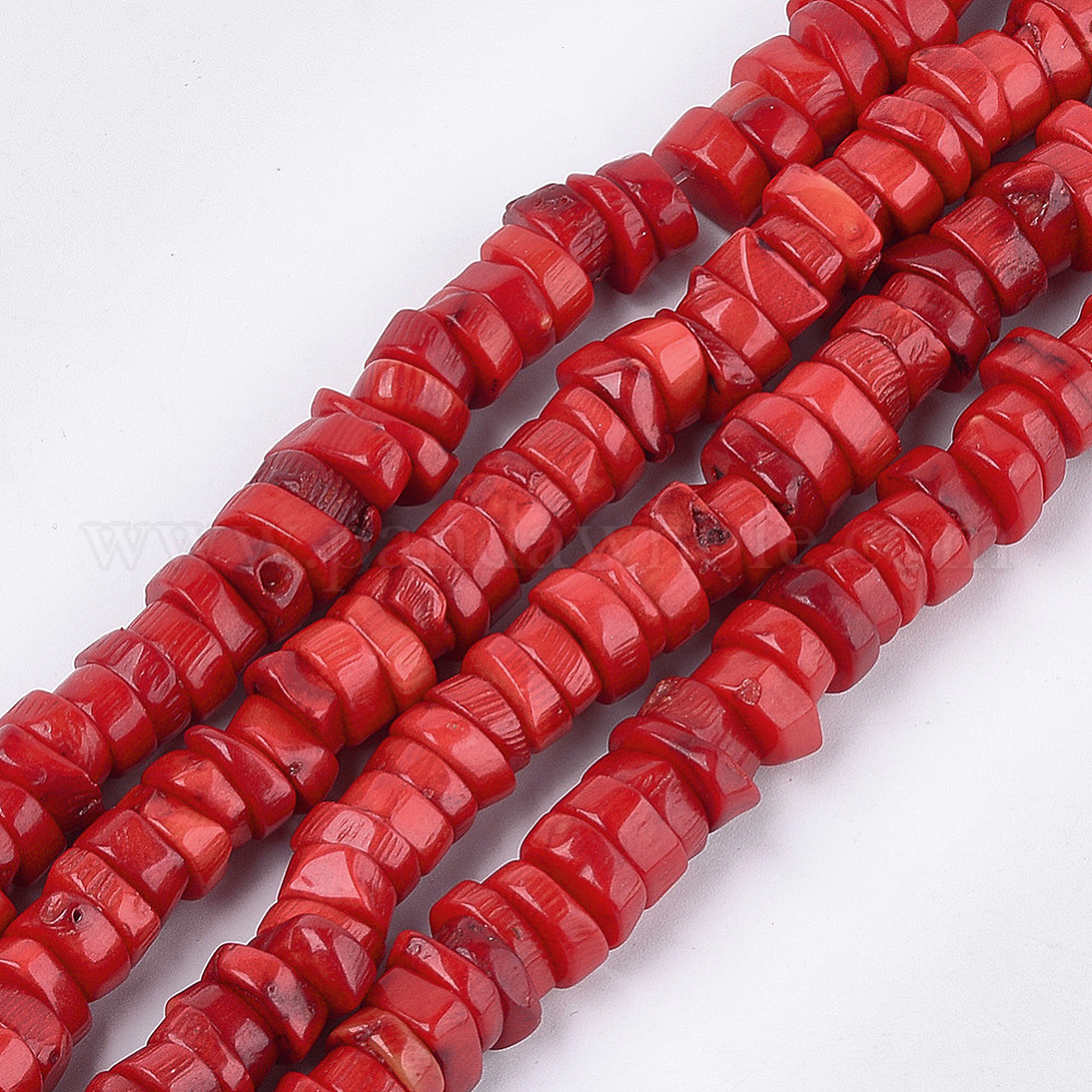 China Factory Sea Bamboo Coral(Imitation Coral) Beads, Dyed, Flat Round ...