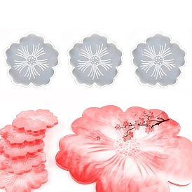 Flower DIY Food Grade Silicone Coaster Molds, Resin Casting Molds, for UV Resin, Epoxy Resin Craft Making