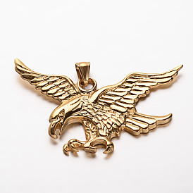 Aigle charme / faucon 304 en acier inoxydable gros pendentifs, 42x68.5x4mm, Trou: 4.5x9mm
