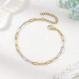 3.5MMM Duo Tone 304 Stainless Steel Paperclip Chain Bracelets