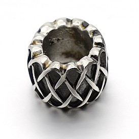 Retro 304 Stainless Steel Beads, Column, Antique Silver, 7.5x10.5mm, Hole: 6mm