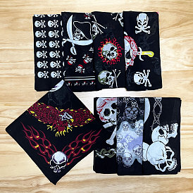 Halloween Skull Pattern Cotton Headbands, Bandana Scarf, Neck Gaiter, UV Resistence Seamless Headwear, for Outdoor Workout Running