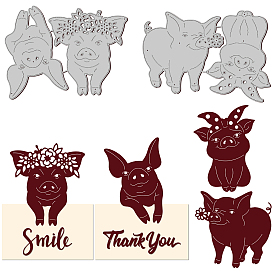2 шт 2 стили трафареты для штампов из углеродистой стали, для diy scrapbooking, Фотоальбом, декоративная бумага для тиснения, цвет нержавеющей стали, узор свиньи