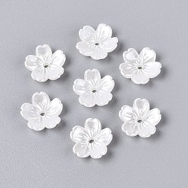 ABS Plastic Imitation Pearl Bead Caps, 5-Petal Flower