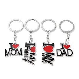 Alloy Enamel Keychains, Word with Heart