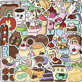 50Pcs Cartoon Gourmet Snack PVC Adhesive Waterproof Stickers Self-Adhesive Stickers, for Phone Shell, Cup, Skateboard, Laptop, DIY Photo Album Diary Scrapbook Decoration