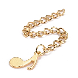 304 Stainless Steel Chain Extender, Curb Chain, with 202 Stainless Steel Charms, Music Note