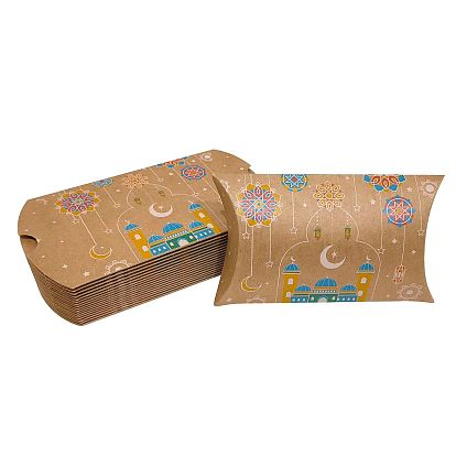 Ramadan Kraft Paper Candy Pillow Boxes, Candy Gift Case