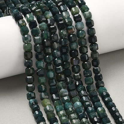 Природные моховой агат бисер нитей, граненый стол, вырезанный куб