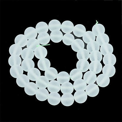 Green Watermelon Stone Glass Beads Strands, Frosted, Round