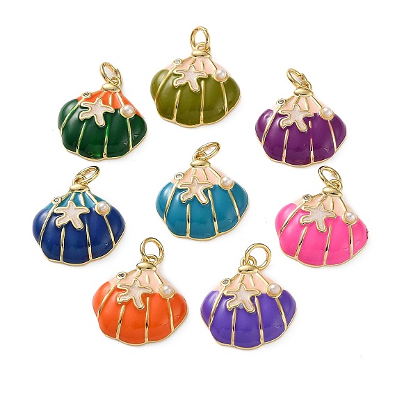 Латунные микропаве прозрачные подвески с фианитом, подвески в форме ракушек, с эмалью, реальный 18 k позолоченный