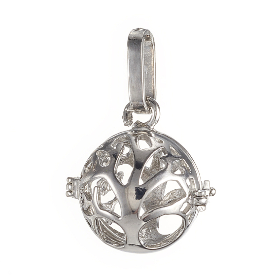 Латунные подвески с ажурной резьбой, для ожерелья, без кадмия, без никеля и без свинца, полый круглый с деревом