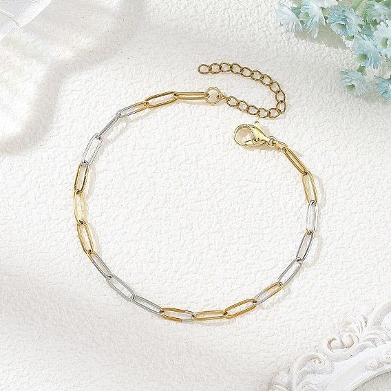 3.5MMM Duo Tone 304 Stainless Steel Paperclip Chain Bracelets