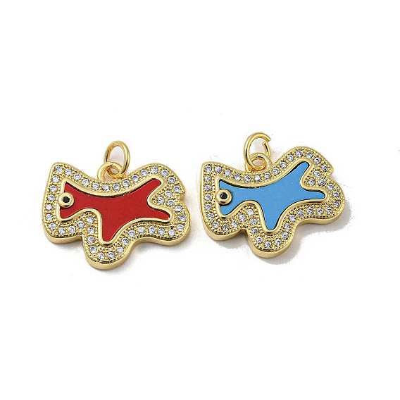 Brass Micro Pave Cubic Zirconia Pendants, Cadmium Free & Lead Free, with Synthetic Turquoise, Horse