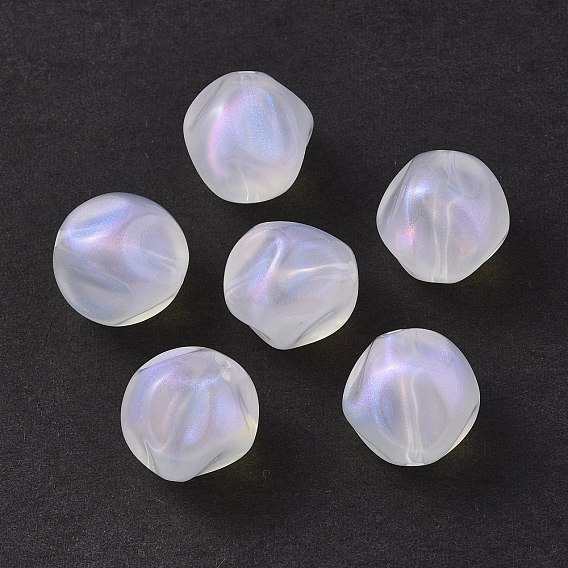 Transparent Acrylic Beads, Glitter Powder, Round