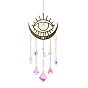 Quartz Crystal & Brass Pendant Decorations, with Iron Findings, Eye