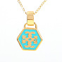 Multi-color Hexagonal Pendant with Triumph Arch Design in Copper Plated Gold for Fashionable Streetwear
