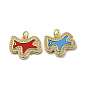 Brass Micro Pave Cubic Zirconia Pendants, Cadmium Free & Lead Free, with Synthetic Turquoise, Horse