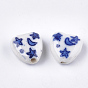 Handmade Porcelain Beads, Blue and White Porcelain, Heart with Moon and Star
