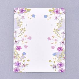 Cartes d'affichage de bijoux en papier motif floral, pour accrocher des colliers / boucles d'oreilles