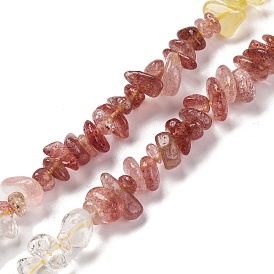 Natural Quartz Crystal & Lemon Quartz & Strawberry Quartz Beads Strands, Chip