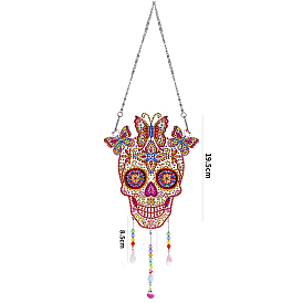 DIY Resin Sun Catcher Pendant Decoration Diamond Painting Kit, for Home Decorations, Skull, Halloween Theme