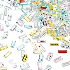 Акриловый кабошоны со стразами, прямоугольные, плоский зад