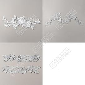 3 Style Flower Polyester Computerized Embroidery Patches, Iron on Appliques