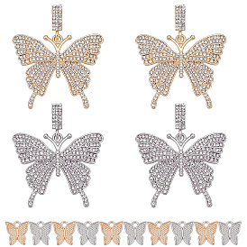 CHGCRAFT Alloy Pendant Sets, with Crystal Rhinestone, Butterfly