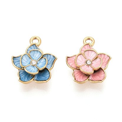 304 нержавеющей стальной эмали подвески, , со стразами, ионное покрытие (ip), реальный 18 k позолоченный