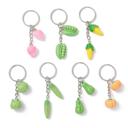 7шт. брелоки из смоляного железа с овощной тематикой, с железными разрезными брелоками