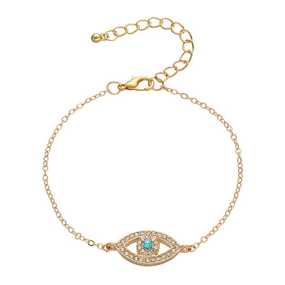 Simple Alloy Inlaid Diamond Fatima Devil Eye Eye Bracelet - European and American Style